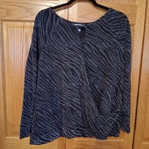 Jennifer Lopez Black and Silver Zebra Print Blouse